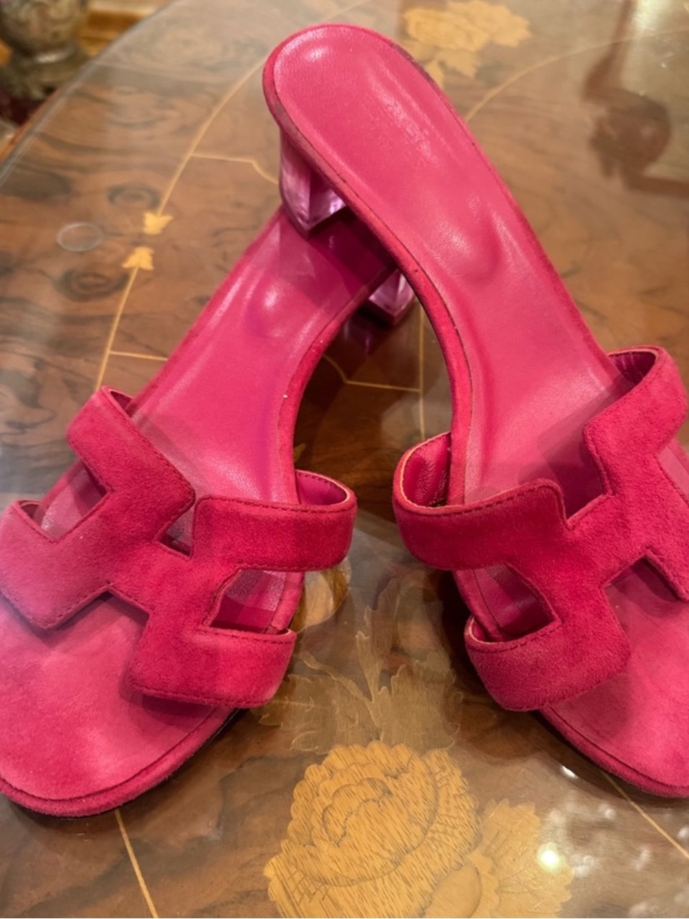 Hermès Fuchsia Suede Oran Sandals – Size 42 - Picture 7 of 17